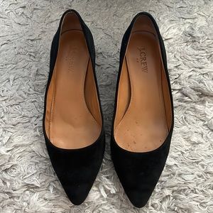 J.Crew Esme Black Suede Kitten Heel Pointed Toe Shoes Size 6